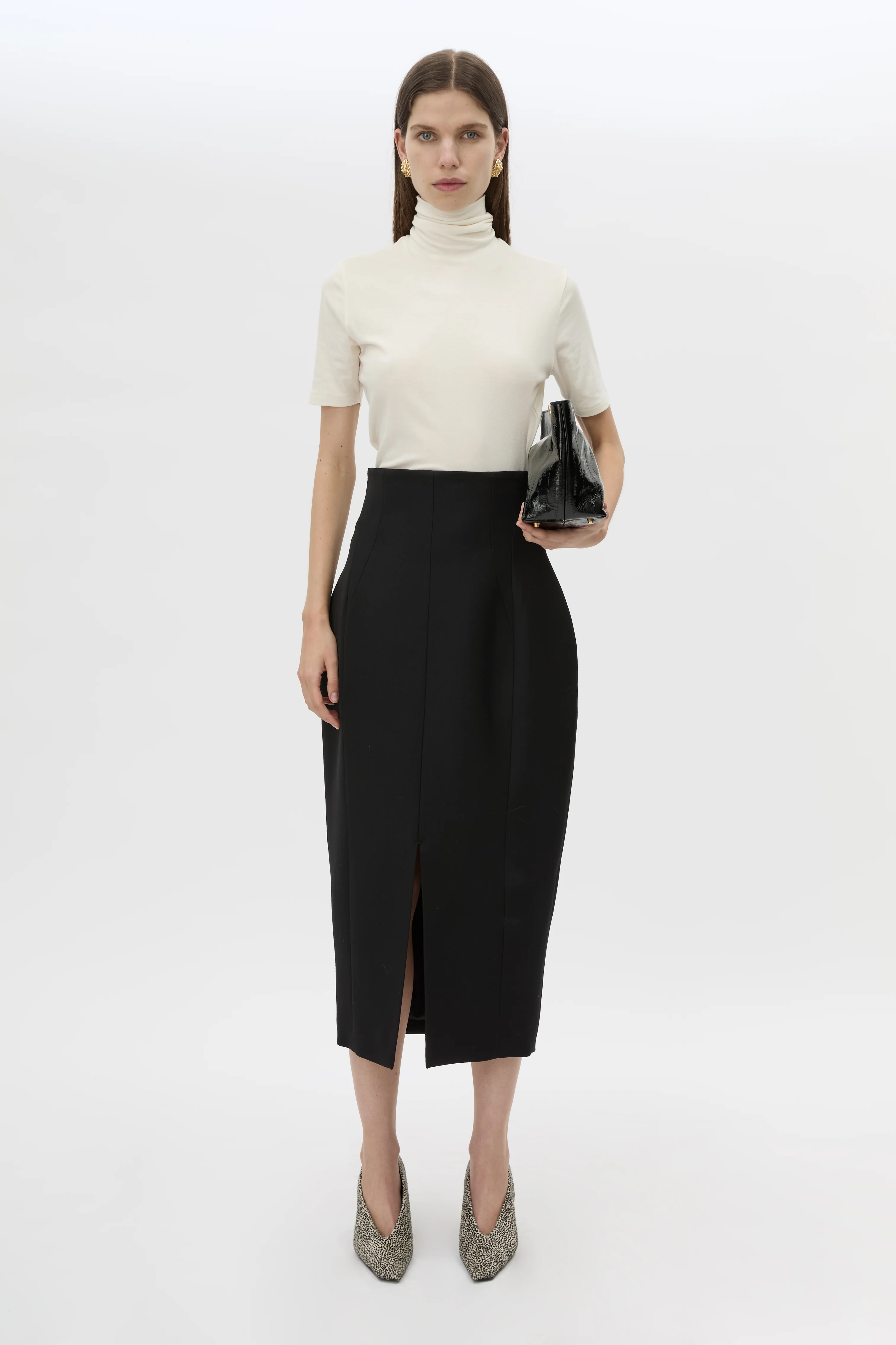 Caius High Corset Waist Midi Skirt